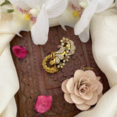 Vriksham Unique Designer AD Stone Saree Pin-Saree Brooch-Red Green & White-G17312